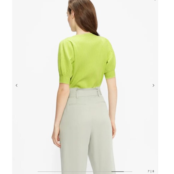 Ted Baker green yellow Maaybel Puff Sleeve Knitted Top sweater size 4 like new - Picture 7 of 13